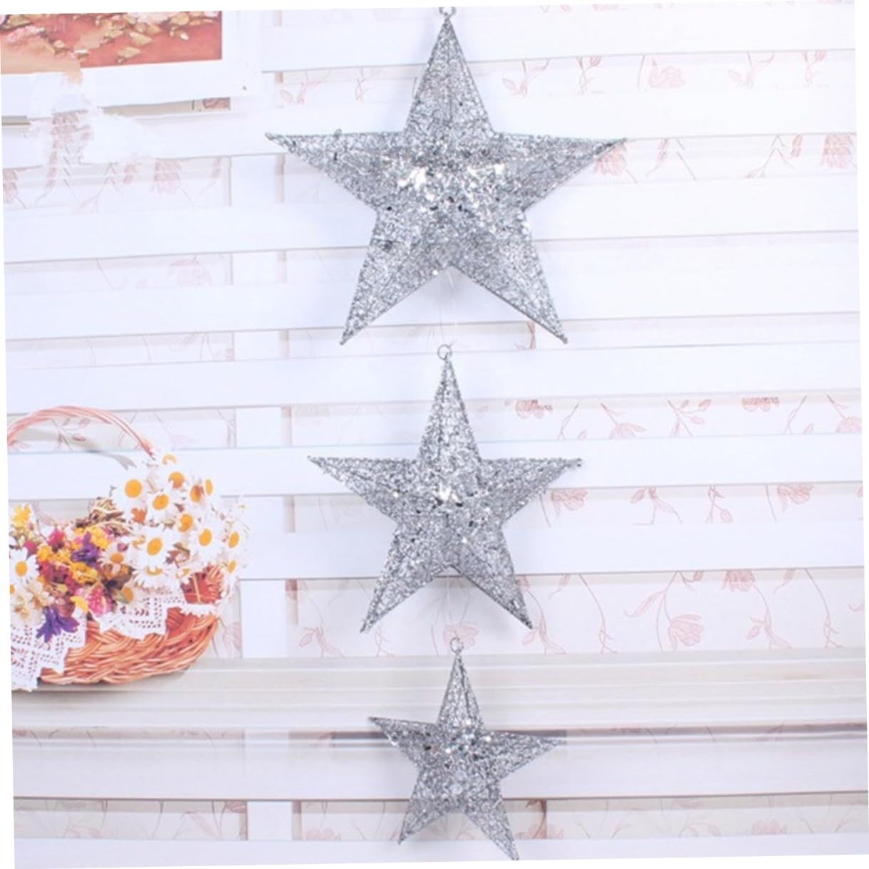 Artibetter 2 Decorazioni Natalizie Da 30 Cm Ciondolo A Forma Di Stella in Argento Decorazioni Natalizie Festive Per La Casa E Le Celebrazioni