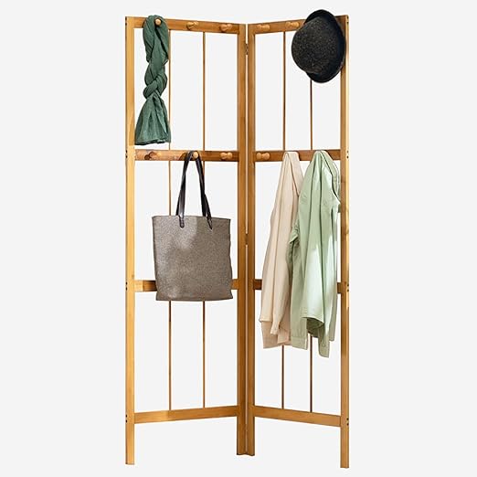 SLVUAFRN Corner Coat Tree, Folding Free Standing Hat Rack Organizer Hall Storage