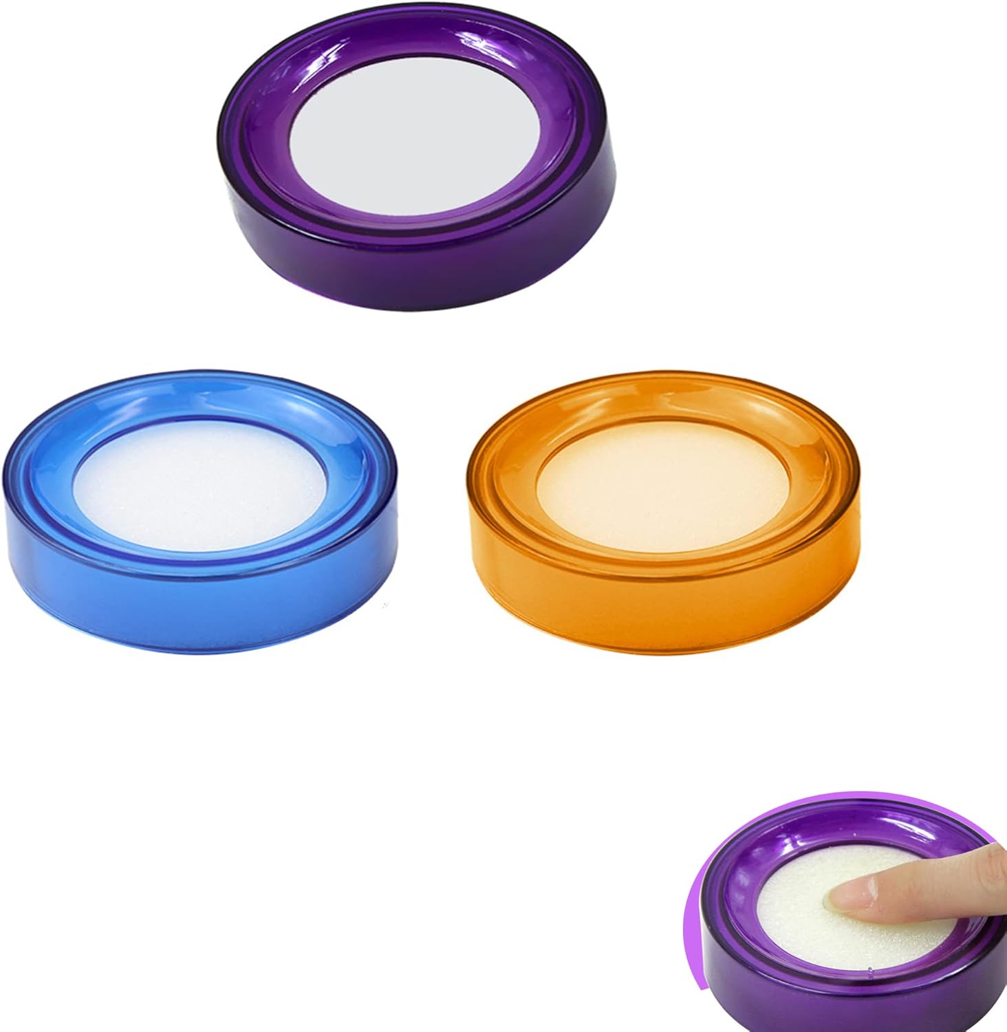 Finger Wet Sponge 3pcs Finger Damper Desktop Round