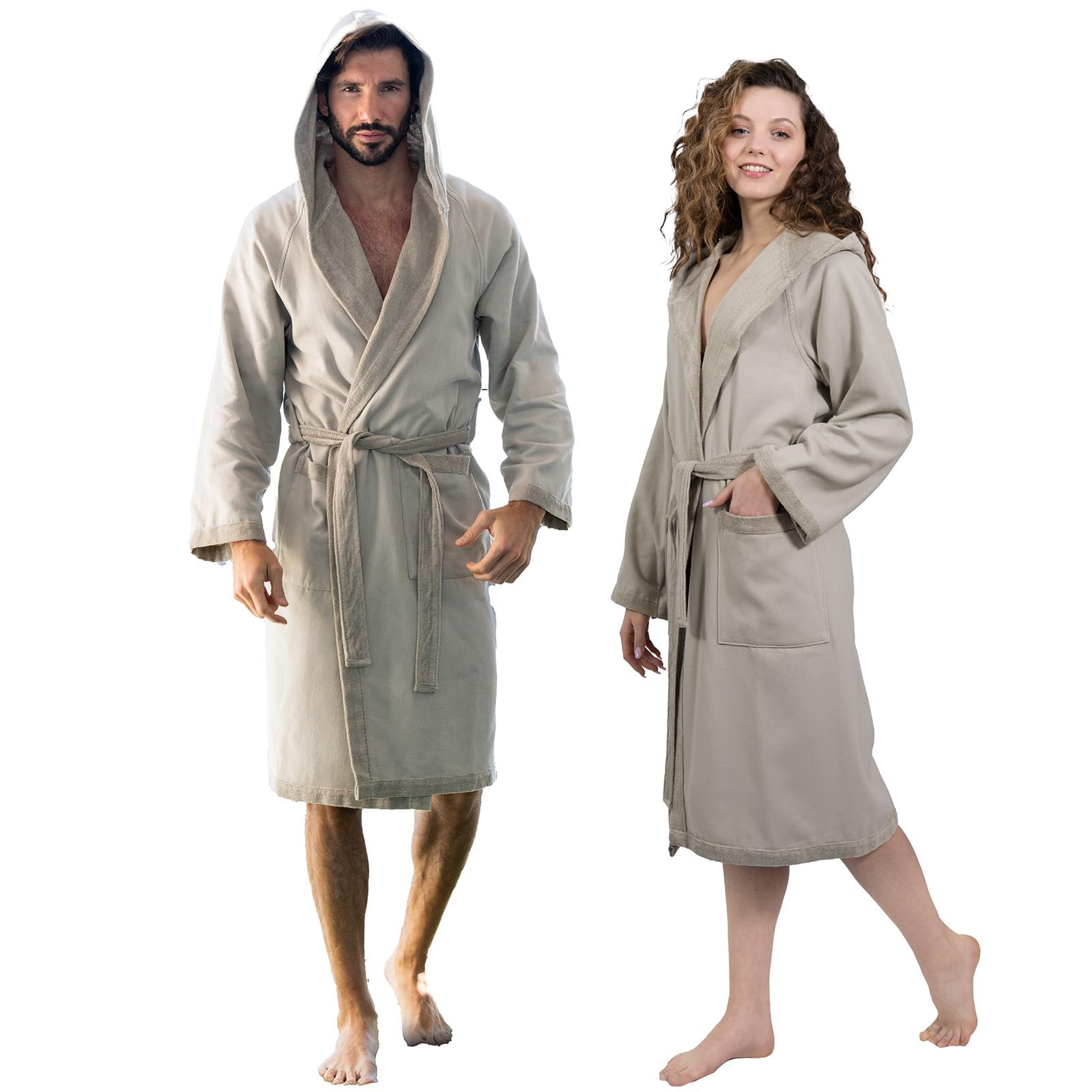nice homeit Accappatoio Donna e Uomo in Spugna 100% Cotone - Accappatoio Super Assorbente con Cappuccio - Morbido, Leggero, Anti-Pilling, Design Italiano
