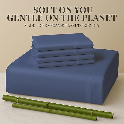 Miniatura 5 de Sacred Thread Juego de sábanas de 6 piezas de rayón derivado de bambú, vegano, refrescante y orgánico para el hogar y los hoteles, más 50 colores