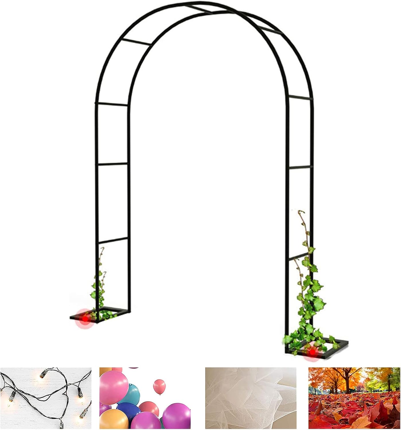 Black Metal Garden Arch, Rose Arch,Garden Arbor for Various Climbing Plants,Trellis,Pergola,Archway,Weatherproof,Wedding Arch,Celebratory Decoration