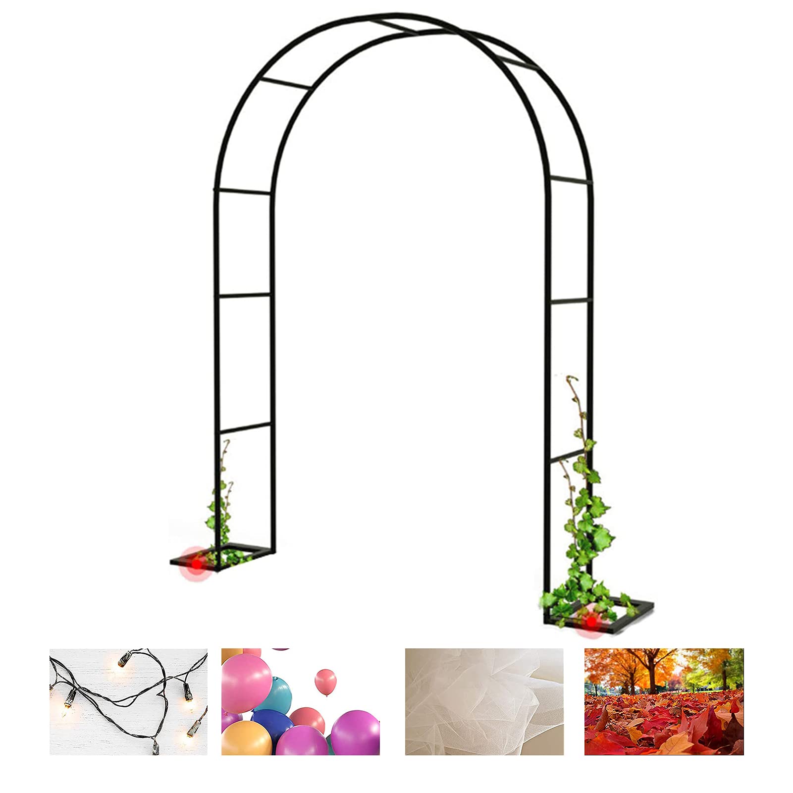 Arche de jardin en métal noir 3,5x2,2m pour plantes grimpantes