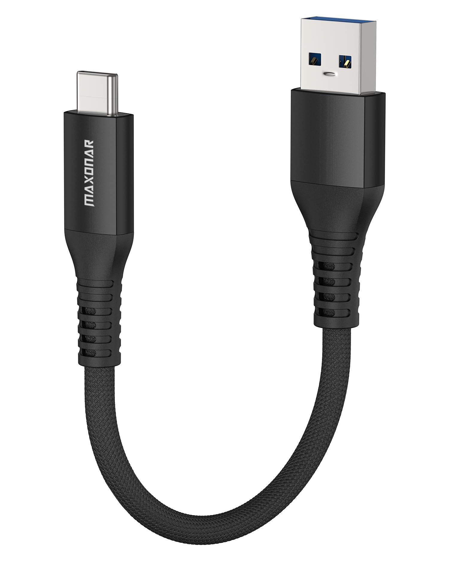 Maxonar USB C Cable Short 20cm/0.2M 1Pack [10Gbps Data] USB3.2 Gen2 Type C Android Auto Cable QC3.0 3.1A USB A to C Fast Charger for Samsung Note 20 Galaxy S24/S23/S22/S21 Z Flip5 Pixel9 Black