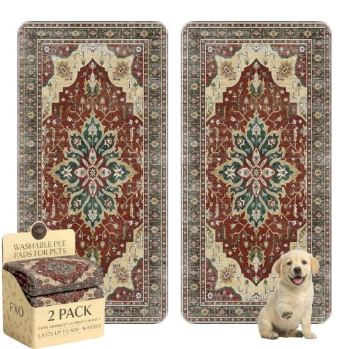 Image of Washable Pee Pads for Dogs,Great Urine Absorbent Reusable Puppy Training Pads,Waterproof,Leak-Proof & Non-Slip Potty Pads for Whelping,Crate,Playpen,Bed.(Red Forest Floral,36 inchx72 inch)