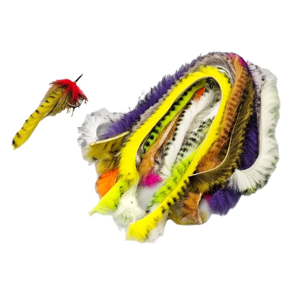 15pcs Rabbit Zonker Strips Fly Tying Materials Soft Rabbit Fur Hair for Streamers Flies Minnow Saltwater Fly Fishing Lure Accessories