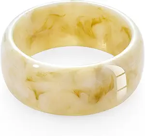 WOWORAMA Colorful Resin Acrylic Bangle Bracelets for Women Geometric Chunky Mottled Acetate Resin Bangles Wide Acrylic Plastic Bracelets Statement Jewelry