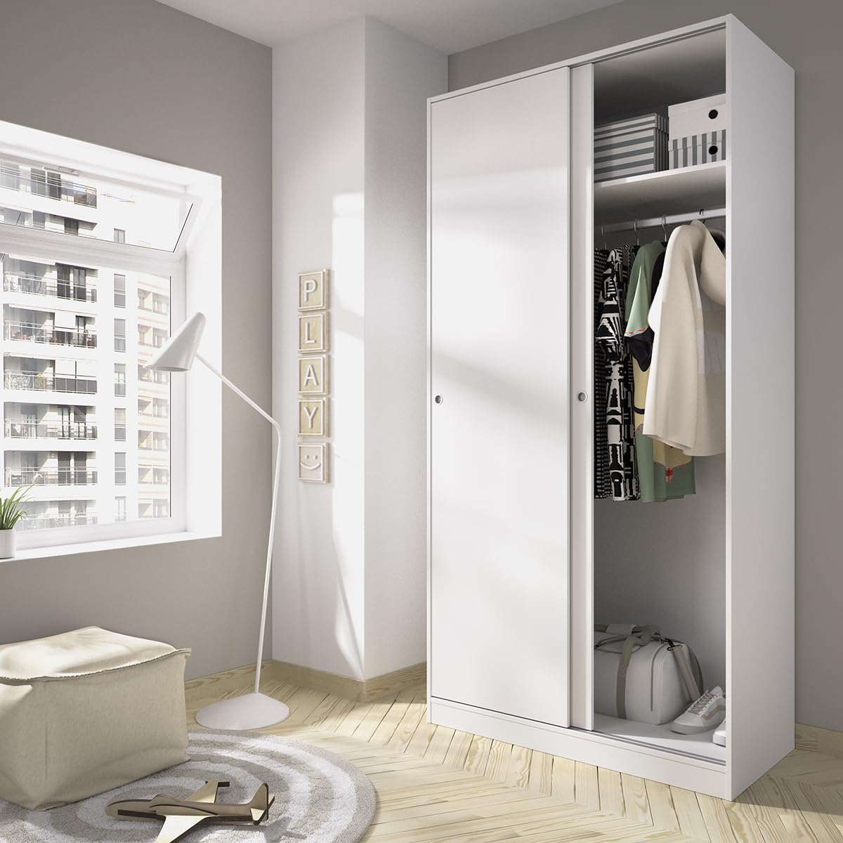 DEKIT GRUPO RIMOBEL SLIDE- Armario 2 Puertas correderas - Blanco - 100x204x50cm