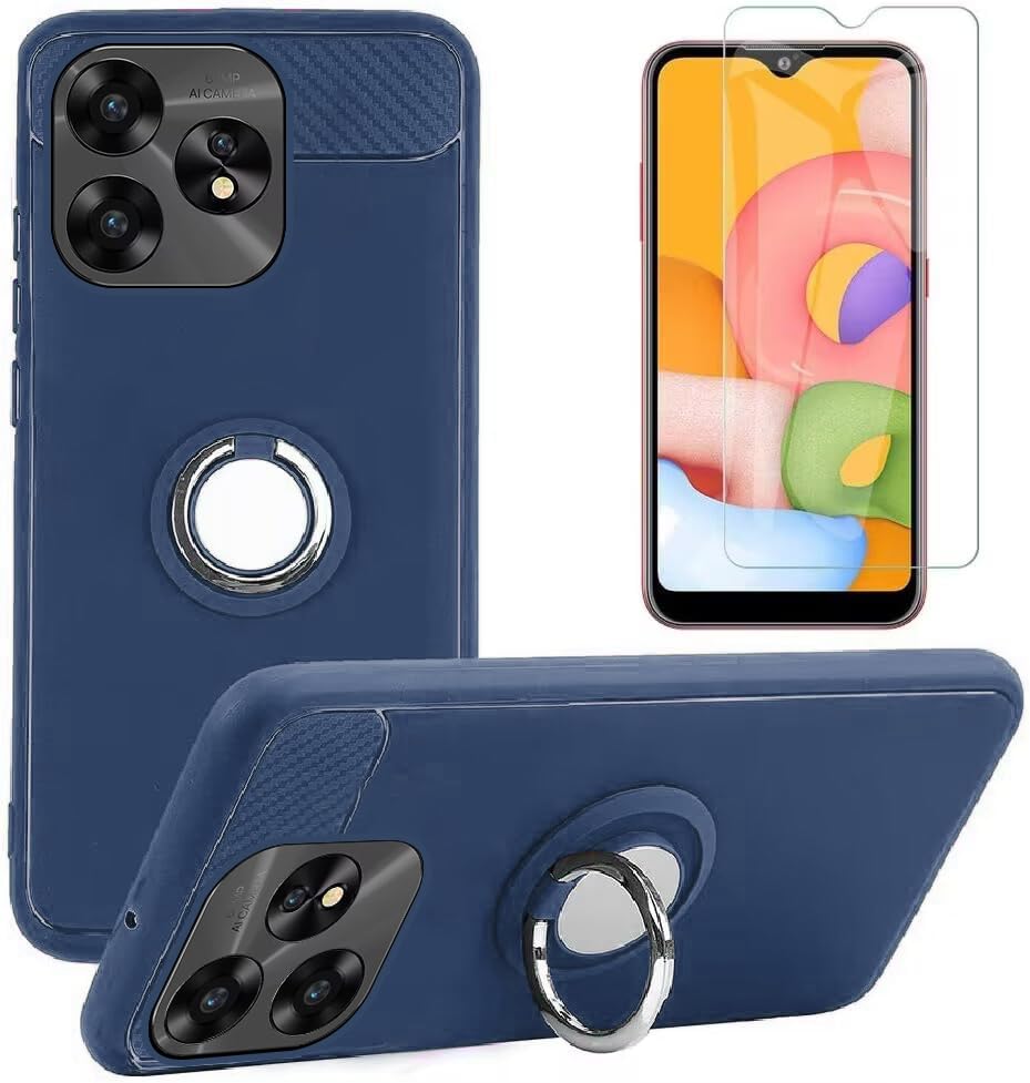 Algasan NUU A25 Phone Case and Screen Protector Tempered Glass, [Magnetic Car Mount] TPU Cover Case and Screen Protector for NUU A25 (Blue)