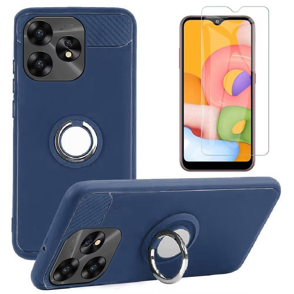 Algasan NUU A25 Phone Case and Screen Protector Tempered Glass, [Magnetic Car Mount] TPU Cover Case and Screen Protector for NUU A25 (Blue)