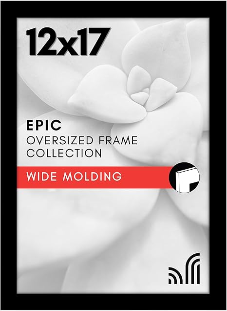 Americanflat 12x17 Picture Frame with Polished Plexiglass - Black Picture Frame - Wide Photo Frames Made of Engineered Wood for Vertical or Horizontal Wall Display - Epic Collection - Black