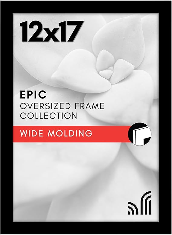 Americanflat 12x17 Picture Frame with Polished Plexiglass - Black Picture Frame - Wide Photo Frames Made of Engineered Wood for Vertical or Horizontal Wall Display - Epic Collection - Black