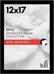 Americanflat 12x17 Picture Frame with Polished Plexiglass - Black Picture Frame - Wide Photo Frames Made of Engineered Wood for Vertical or Horizontal Wall Display - Epic Collection - Black
