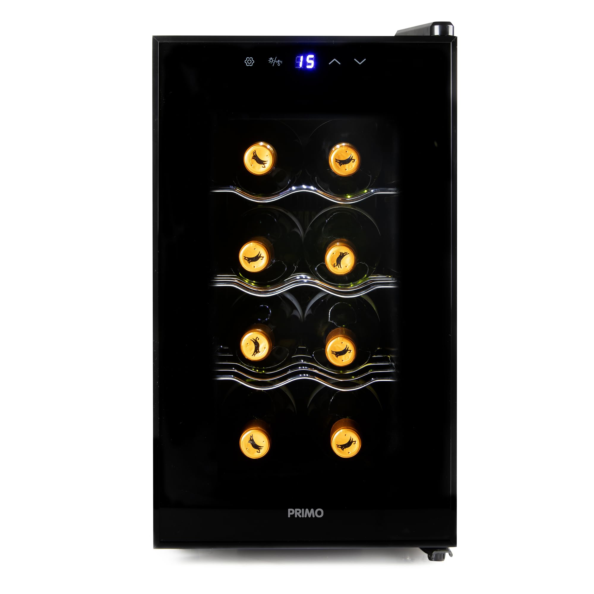 PRIMO PR169WK Weinkühlschrank freistehend 8 Flaschen Klasse E Schwarz