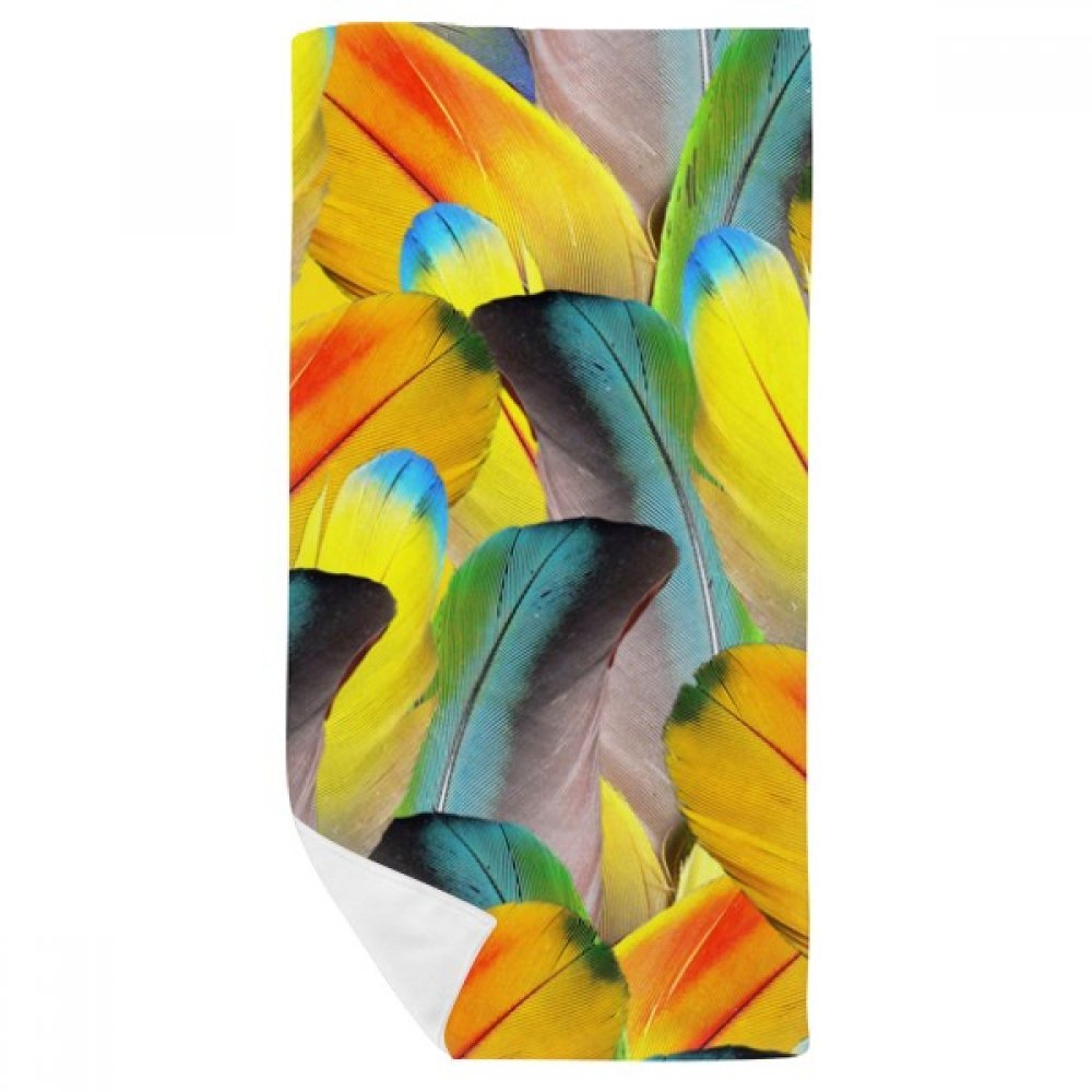 Serviette de bain douce plume fleur multicolore finitions haut de gamme taille 35x70 cm