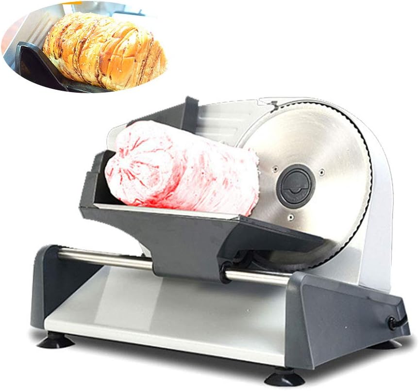 Removable 7.5'' Blade Electric Deli Food Slicer, Meat Slicer with Child Lock Protection and Non-Slip Feet for Meat, Cheese, Bread,UK Plug