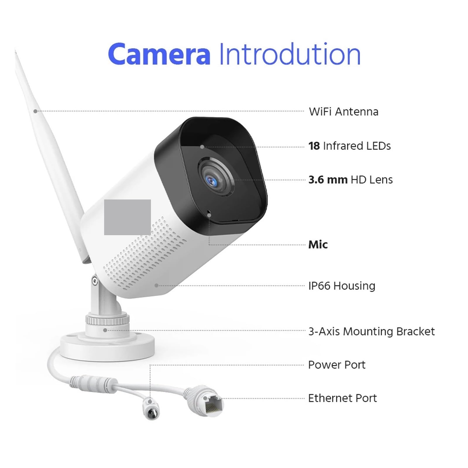 Kit de vigilancia WiFi/inalámbrico de Audio de Doble Canal 4K de 16(4T,16CH NVR 4Pcs Camera)