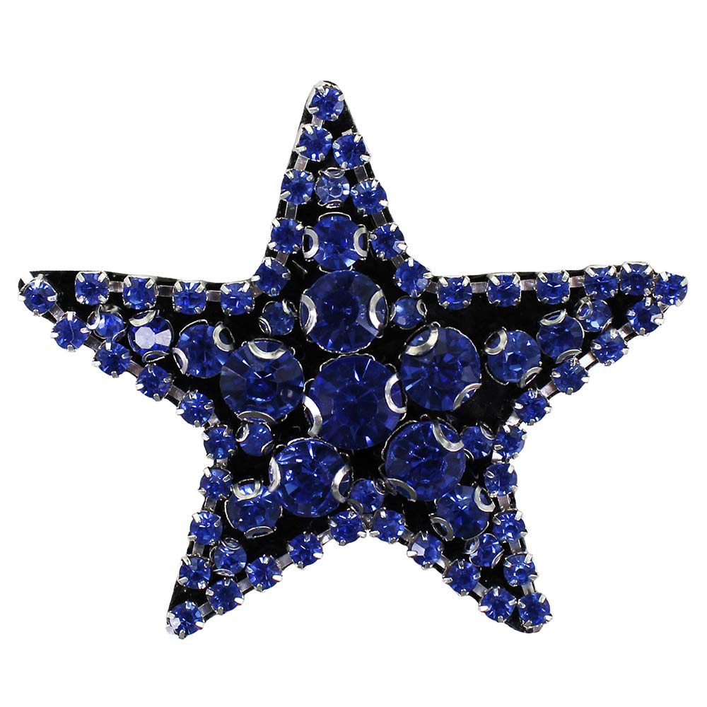 Rhinestone Star Beaded Diamond Patch Crystal Badges Brooches for Clothes Shoes Bag Decorated Sewing Applique 5pieces (Blue)