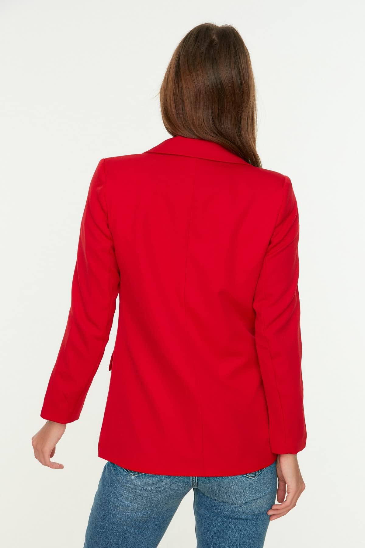 Trendyol Veste Blazer Bouton, Rouge Femme