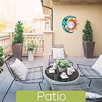 Vista 6 de Termómetro de gran número para interiores y exteriores, decoración de sol celestial y luna para patio, exterior, interior, hogar, jardín