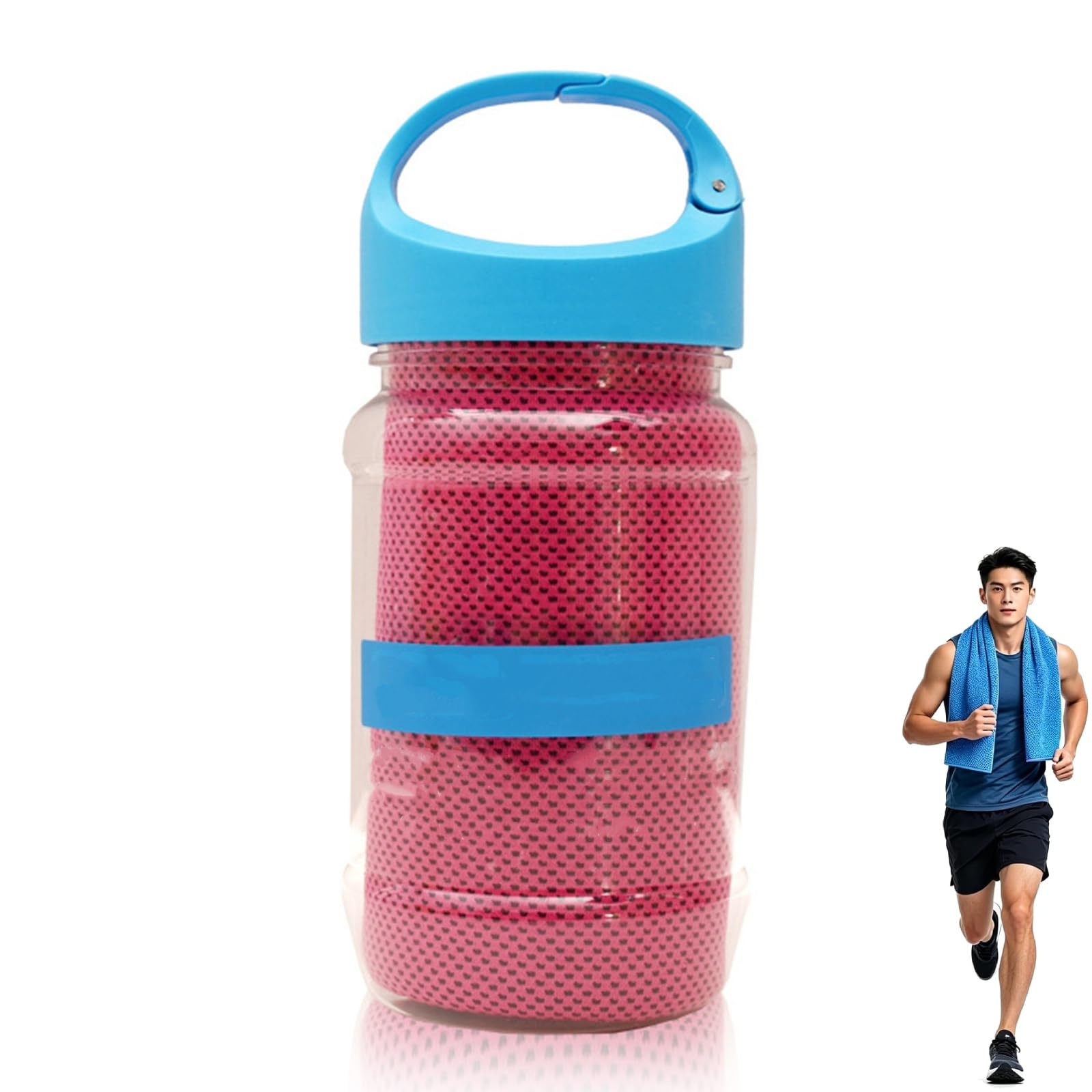Cooling Towels for Hot Weather, Cooling Bottle Cold Sweat Towel, Quick-Drying Cooling Towels for Neck and Face, Absorbent Cool Towel Bottle Instant Chill Sports Ice Towel for Outdoor Activity (Red)