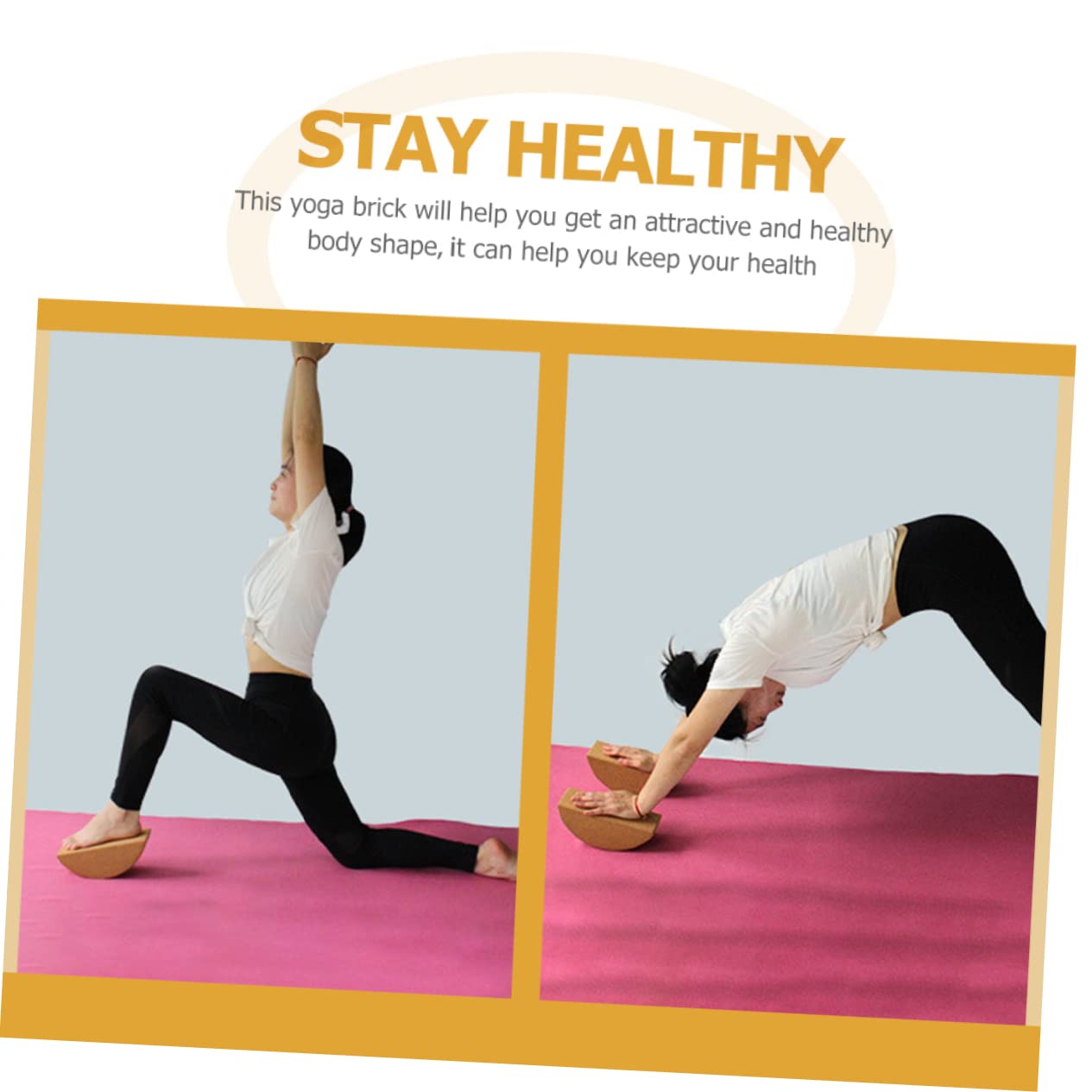 Blocco Yoga in Sughero Color Khaki per Allenamento e Equilibrio