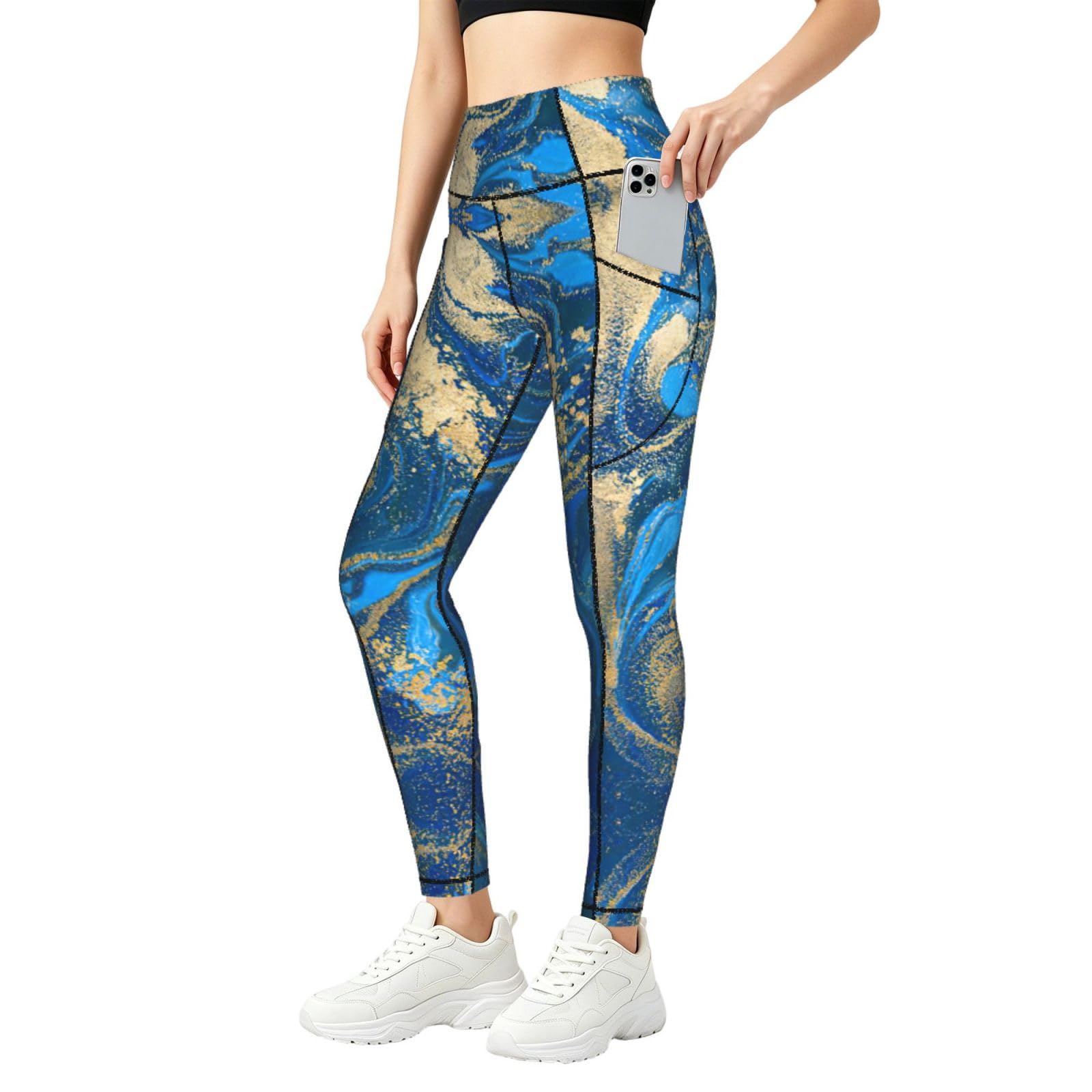 Leggings abstractos con estampado de piedra de mármol y conjuntos de entrenamiento 8