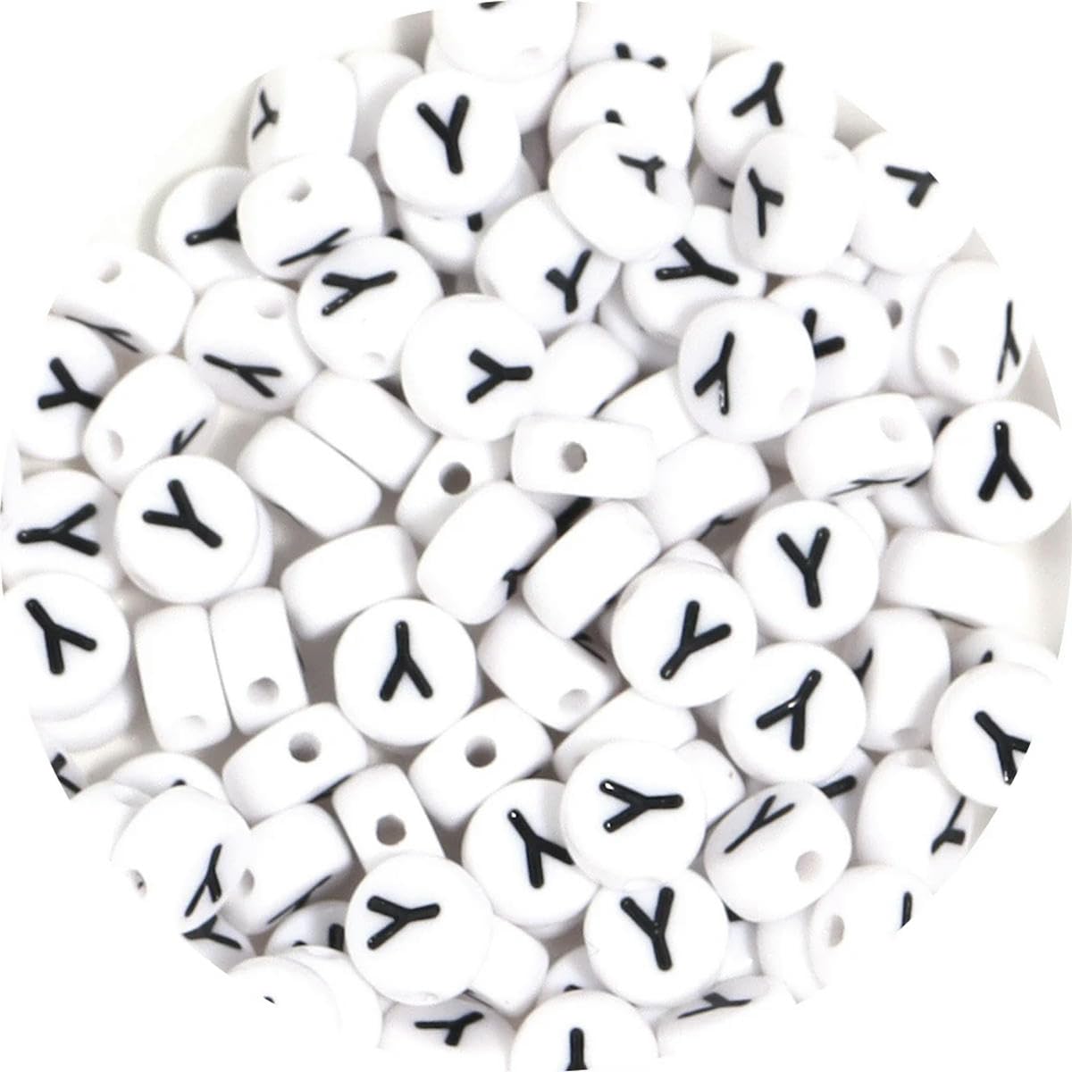 HUIOYG 100pcs/Lot Alphabet Beads Flat Round Letter Acrylic for Jewelry Making
