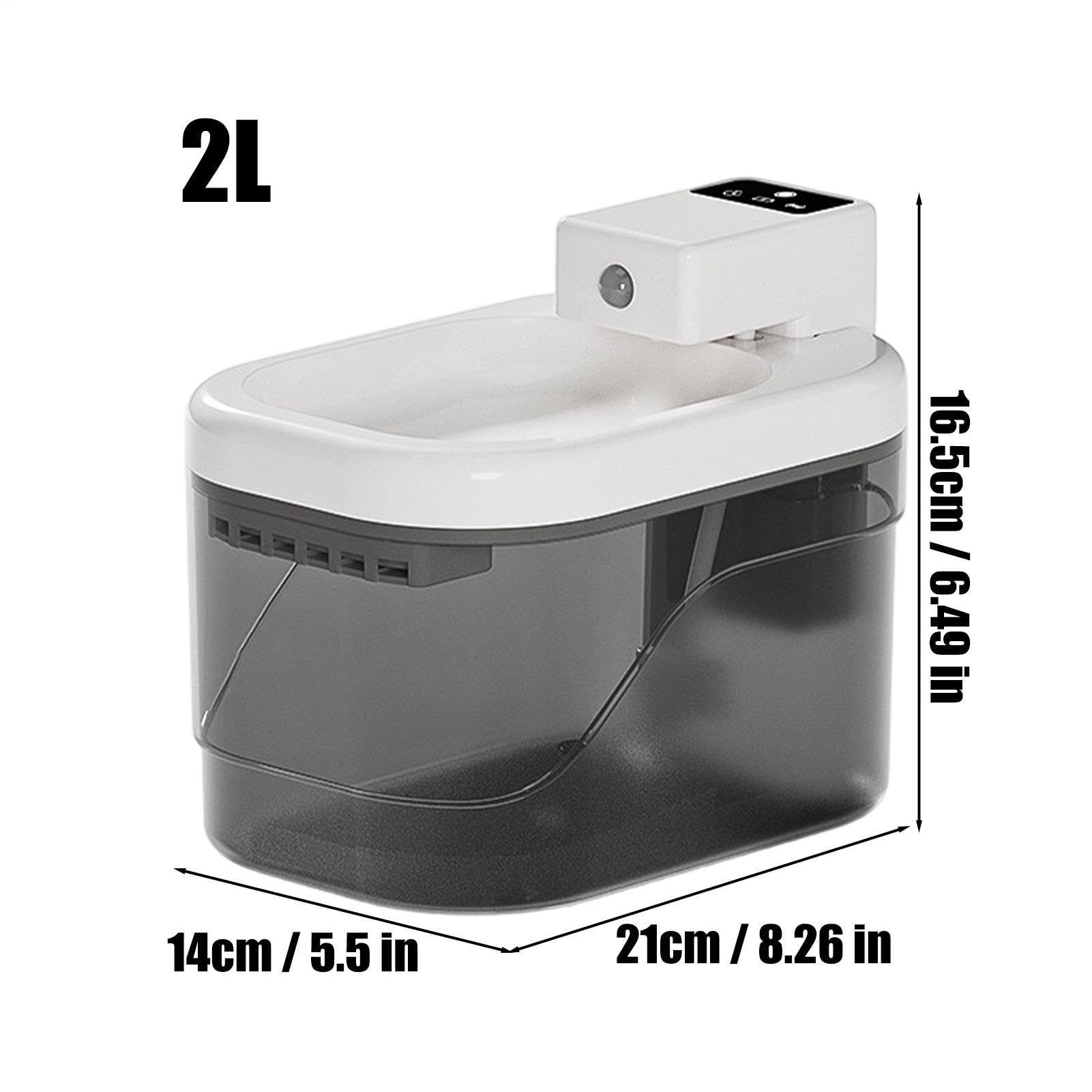 Fuente de agua inalámbrica para mascotas, 2 L, sensor de movimiento