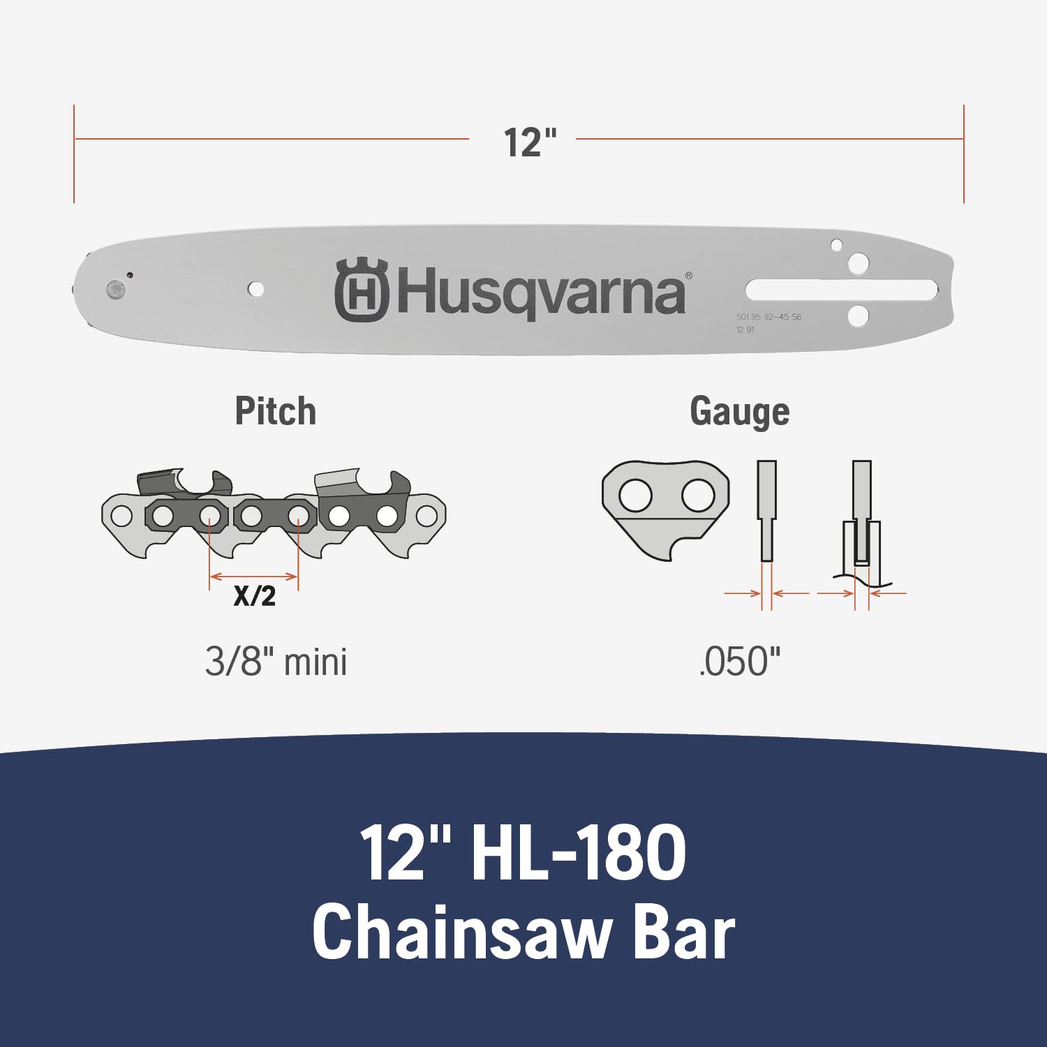Amazon.com: Husqvarna HL180 12 inch Chainsaw Guide Bar, 3/8