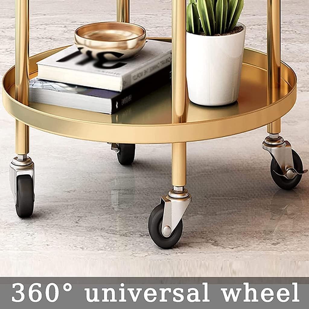 モダンメタルローリングバーカート 回転棚付き ドリンクと装飾用 ブラック 2段