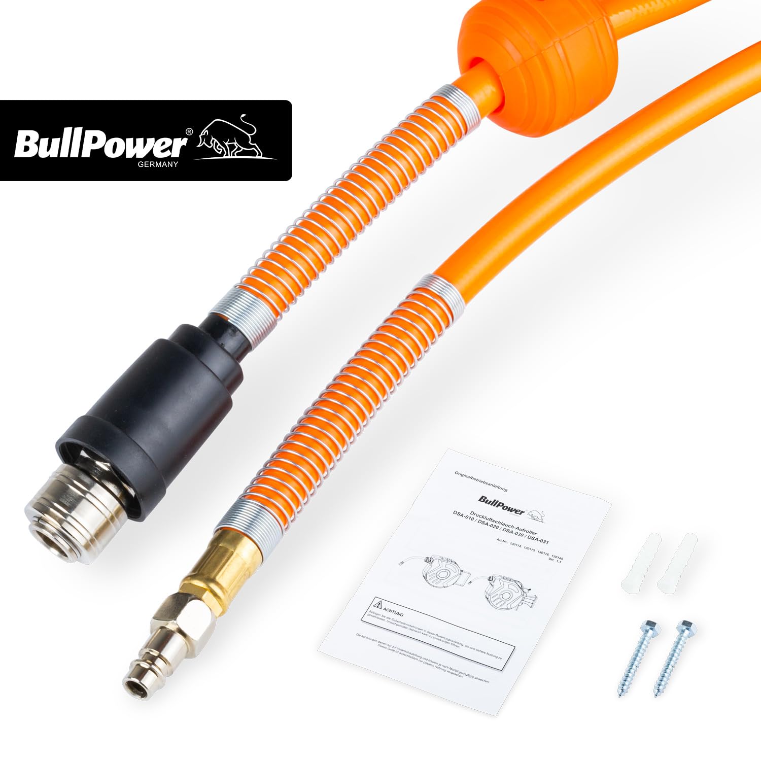Druckluftschlauch Aufroller Druckluft Schlauchaufroller Schlauchtrommel mit Standard-Schnellkupplung NW 7,2-1/4 Zoll mit Wandhalterung und Automatik Auf- und Abrollfunktion - "DSA-010" - 10 Meter