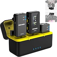 NEEWER CM28 Wireless Lavalier Mic Kit: 2 TX + 1 RX + Case, Noise Cancelling, 48kHz/9Hr Standalone Recording, 656ft Range for iPhone/Android/Camera