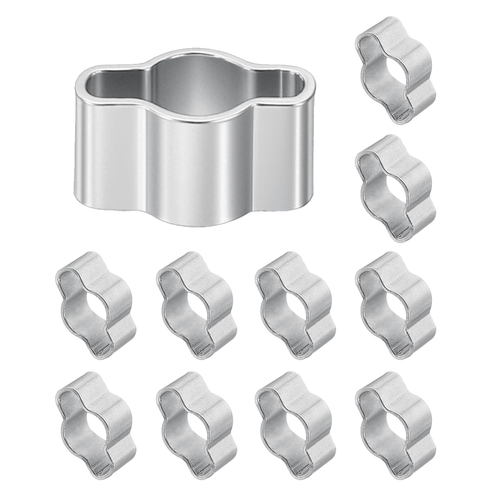 PATIKIL 12 Pcs Double Ear Hose Clamp, 3-5mm 304 Stainless Steel O Clip Crimp Rings, Pipe Clamps for Fuel Petrol Pipe Tube Fitting Connections
