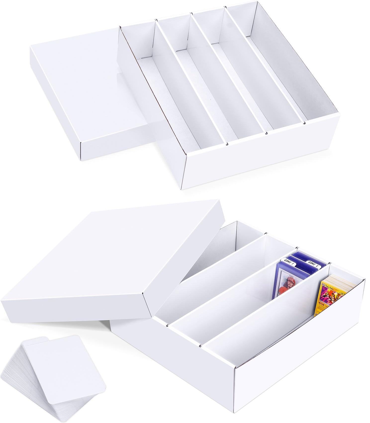Trading Card Storage Box, 2-Pack Bulk Card Storage for MTG Sports Cards | Durable Cardboard Card Storage Box with Dividers