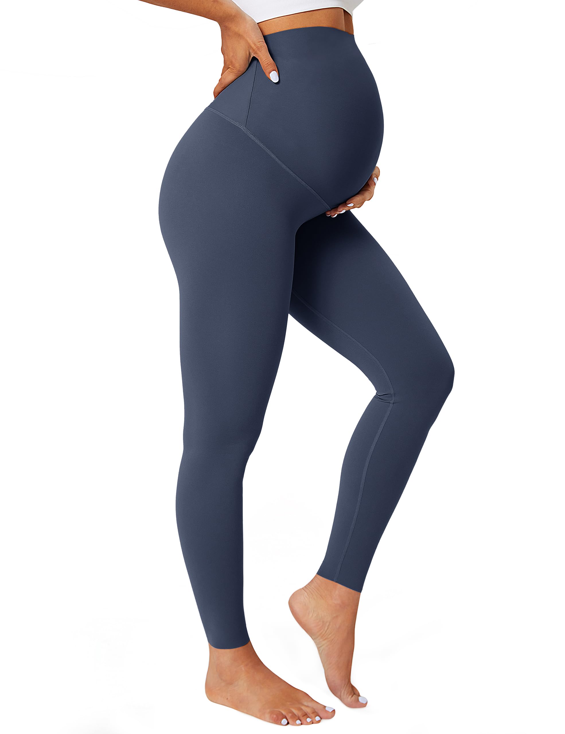 BAYDI Nudi Blickdichte Umstandsleggings High Waist Umstandshose Damen Schwangerschaft Leggings Lang Stretch Schwangere Hose