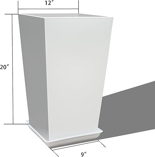 Macetas para plantas al aire libre, juego de 2 macetas de 20 pulgadas de alto, macetas de interior con agujeros de drenaje y pedestales, macetas