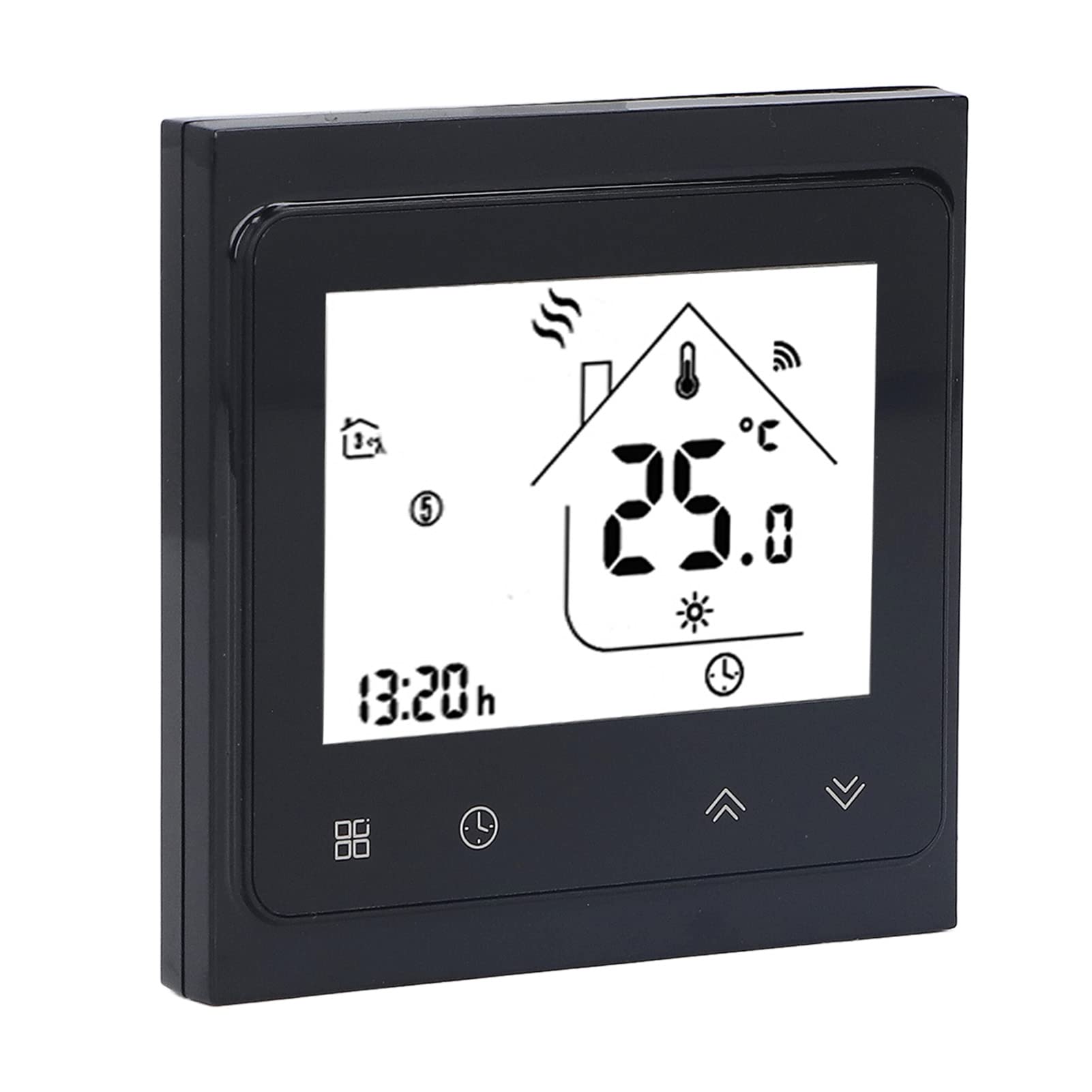 Pantalla táctil LCD, termostato de calefacción inteligente de caldera de alta precisión, control digital para uso doméstico, color negro