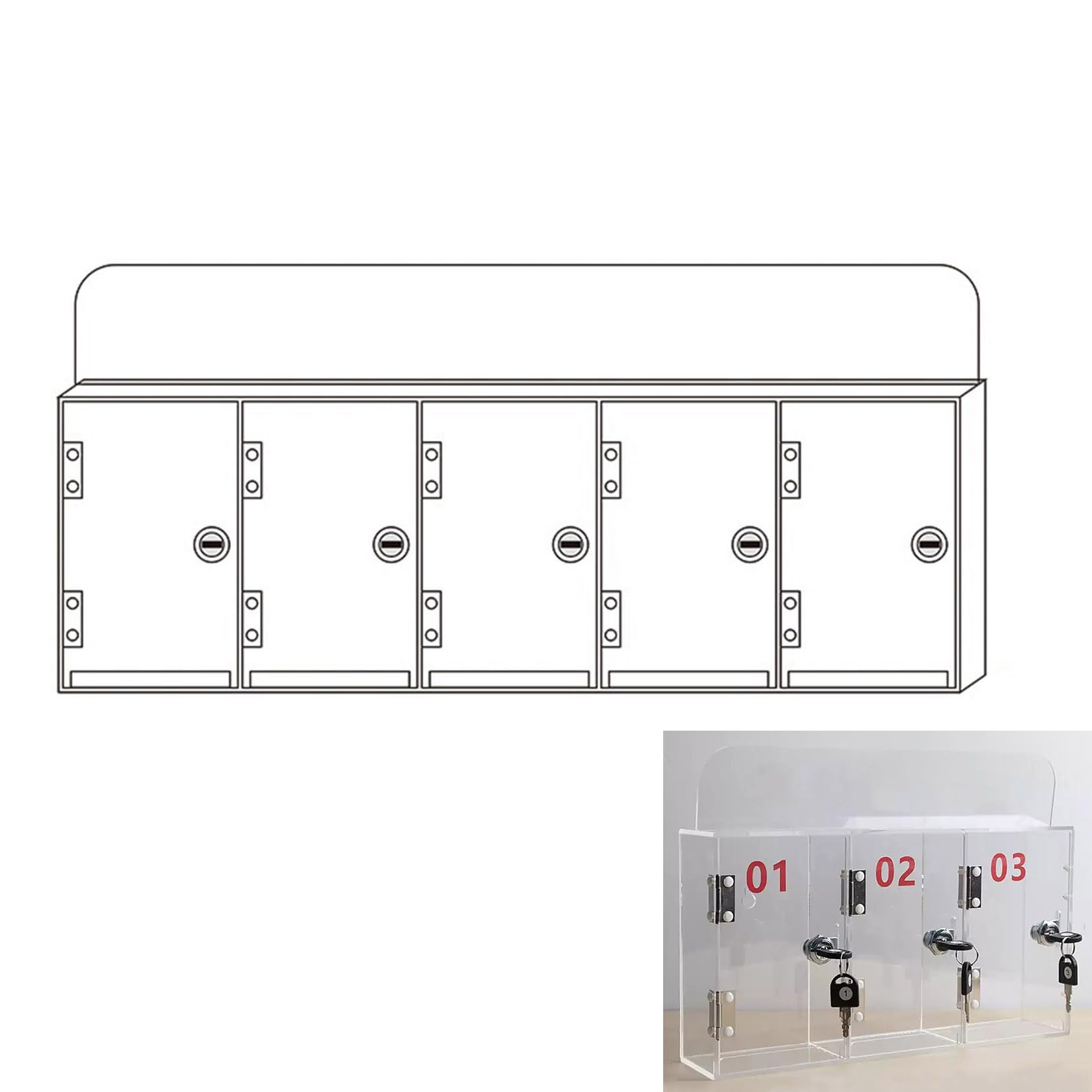 uofgcru Phone Storage Locker Acrylic Mobile Phone Storage Cabinet, Thickened Wall-mounted Clean Desktop,Office Classroom Gym Box, Clear Type A-57×7×18.7cm(5 Slot)