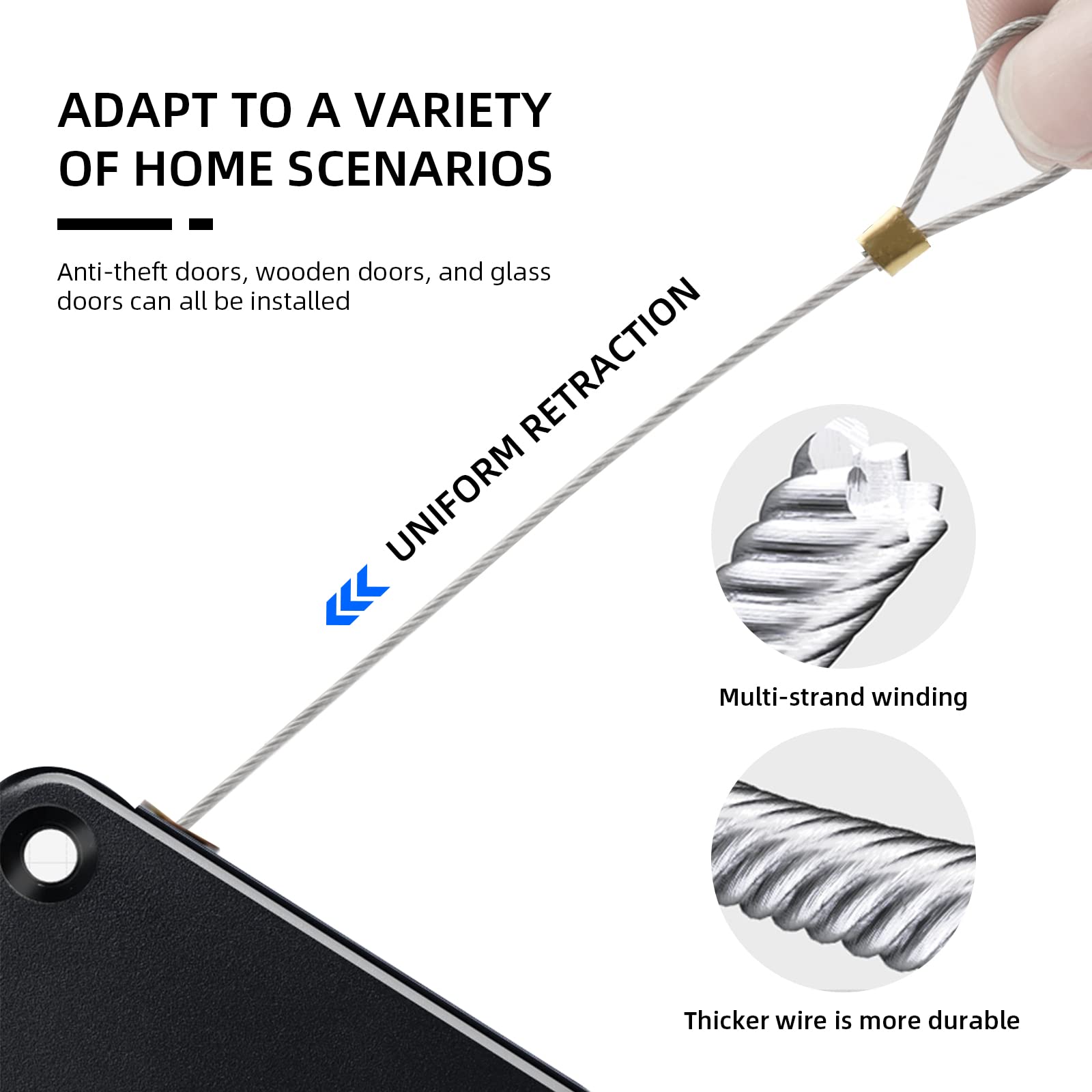 hifrom Chiudiporta in materiale ABS, per la maggior parte delle porte, autoadesivo, porte interne, casa e ufficio, installazione rapida, ampia gamma di applicazioni