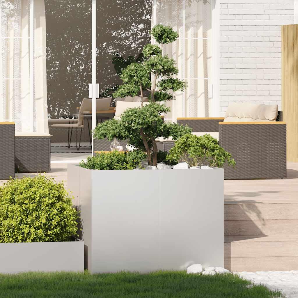 Ogrodnik ze stali nierdzewnej 100 x 100 x 80 cm | Podwyższone łóżko na balkon, patio, otwarte dno drenażowe, solidne wsporniki wewnętrzne