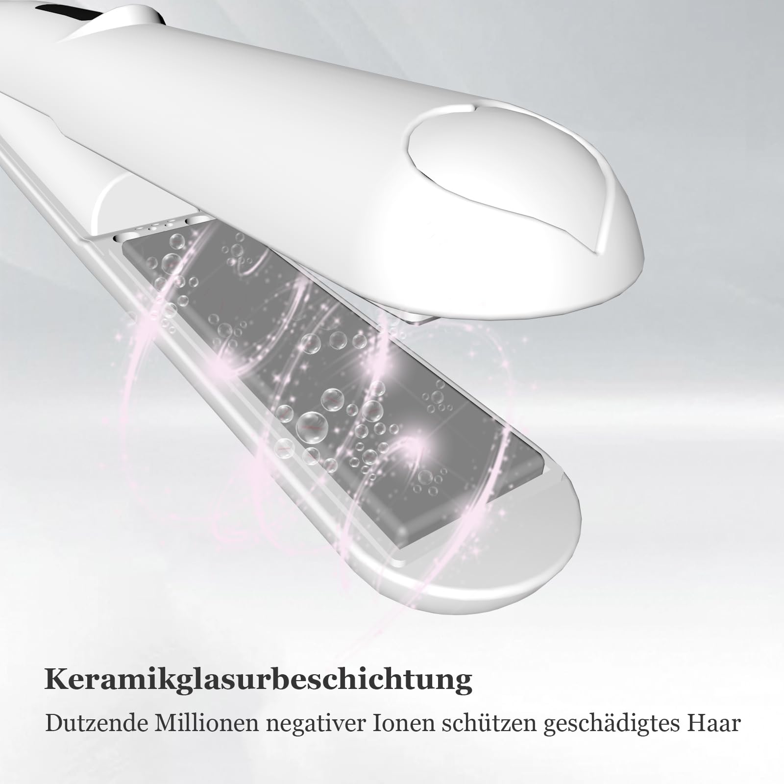 Kabelloser Haarglätter 2 in 1 Lockenwickler, Mini Glätteisen Wiederaufladbares USB Glätteisen, Negative Ionen Mini Reiseglätter mit 3 Temperaturen 160/180/200℃ für kurzes & langes Haar (Weiß)