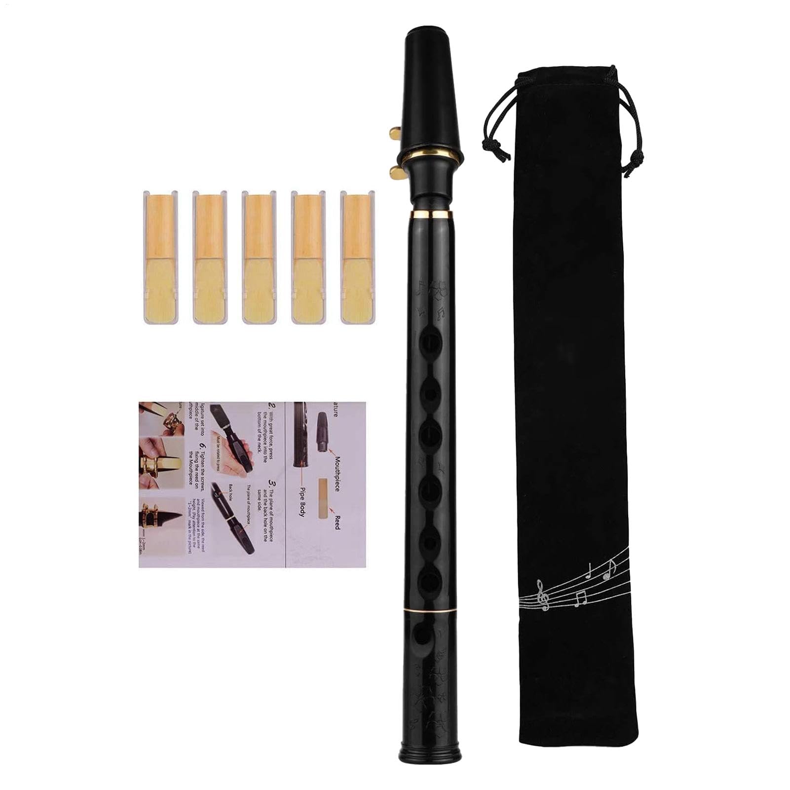 Sassofono tascabile, sax tascabile Chiave a 8 buche CSASOPHONE PORTATIVO | Strumento di pratica per musicisti e principianti, strumento a legna con canne e borsa da trasporto