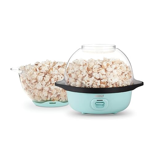 DASH SmartStore™ Stirring Popcorn Maker, 3QT Hot Oil Electric Popcorn Machine with Clear Bowl, 12 Cups - Aqua - 12 Cups - Aqua