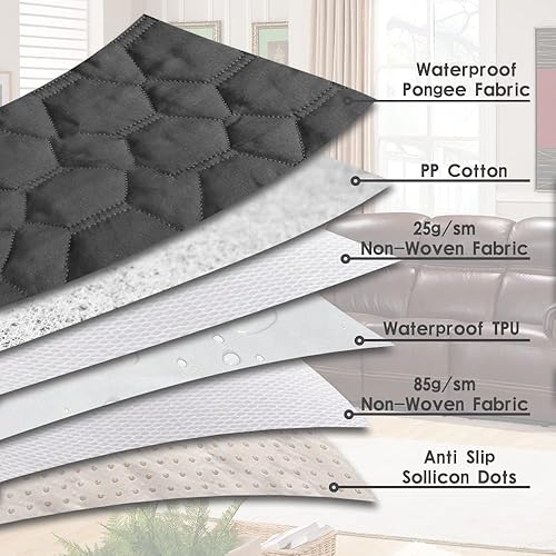 Miniatura 4 de RBSC Home Fundas de sofá reclinable de 30 pulgadas, fundas impermeables para sofás reclinables (gris oscuro, 31 pulgadas medio)
