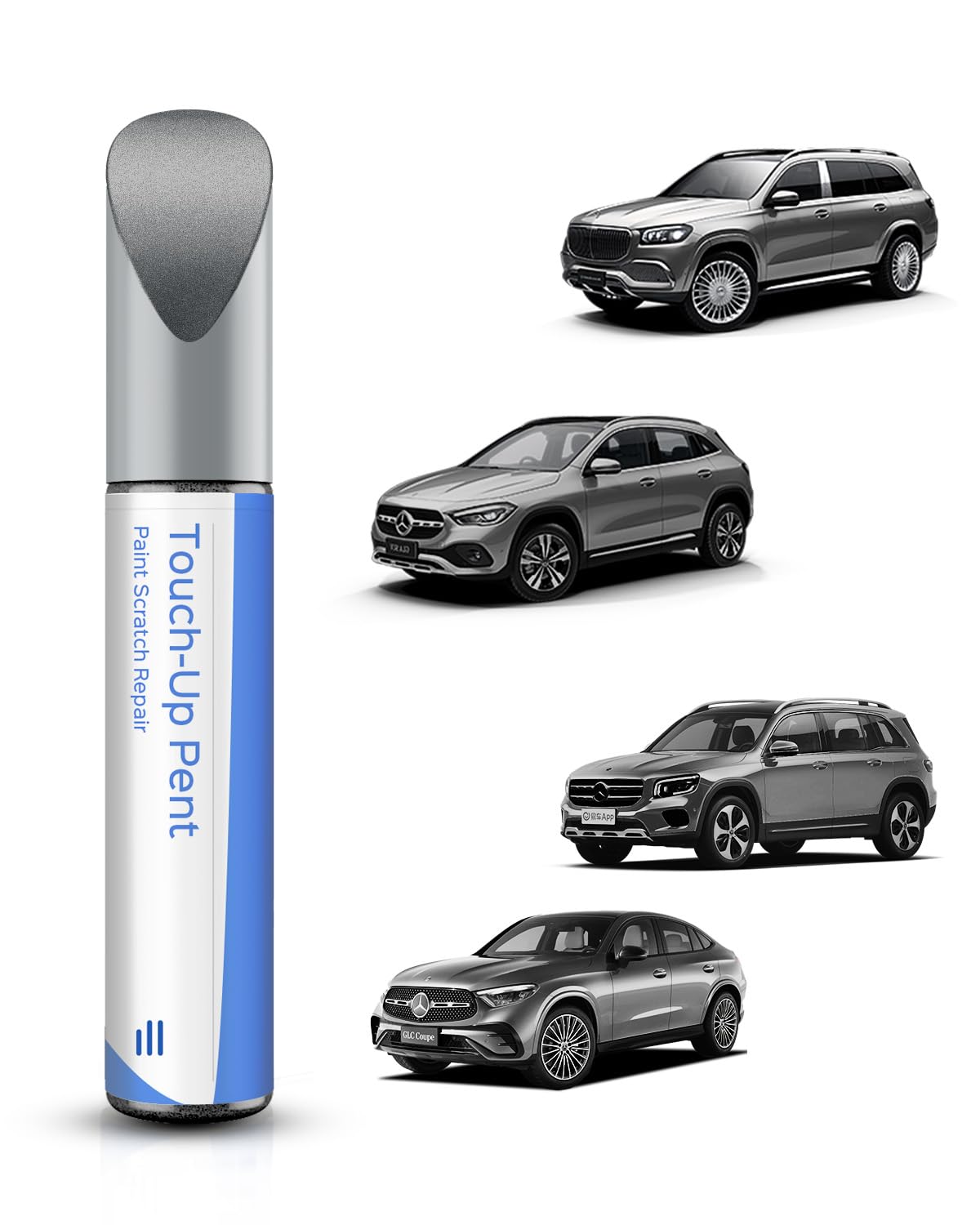 775/9775 Iridium Silver Metallic Touch Up Paint for Mercedes-Benz A/B/C/E/G/S/M/R/CL/SL/GL/ML/CLK/CLS/GLA/GLB/GLC/GLK - Exact Match - Scratch & Chip Repair