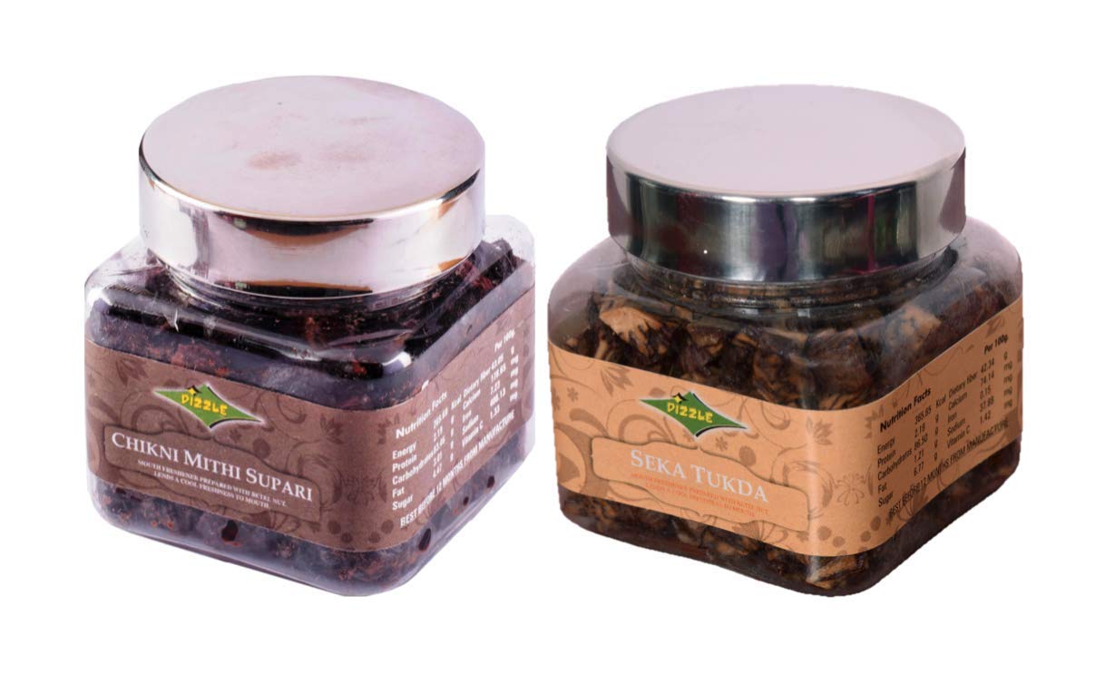 Dizzle Seka Tukda Mouth Freshener | Chikni Mithi Supari | Mukhwas Mouth Freshener | After Meal Digestives Mukhwas | Premium Mouth Freshner | Jaipuri Mukhwas | Seka Tukda 90-Chikni Mithi 100-NPC