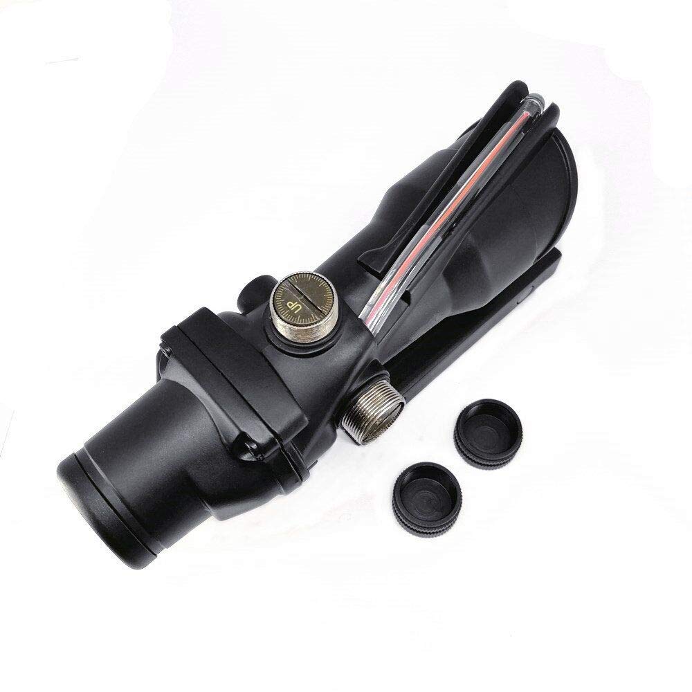 HWZ Tactical Hunting 4X32 ACOG Red or Green Fiber Chevron Reticle Optics Red or Green Illuminated Rifle Scope for Shooting