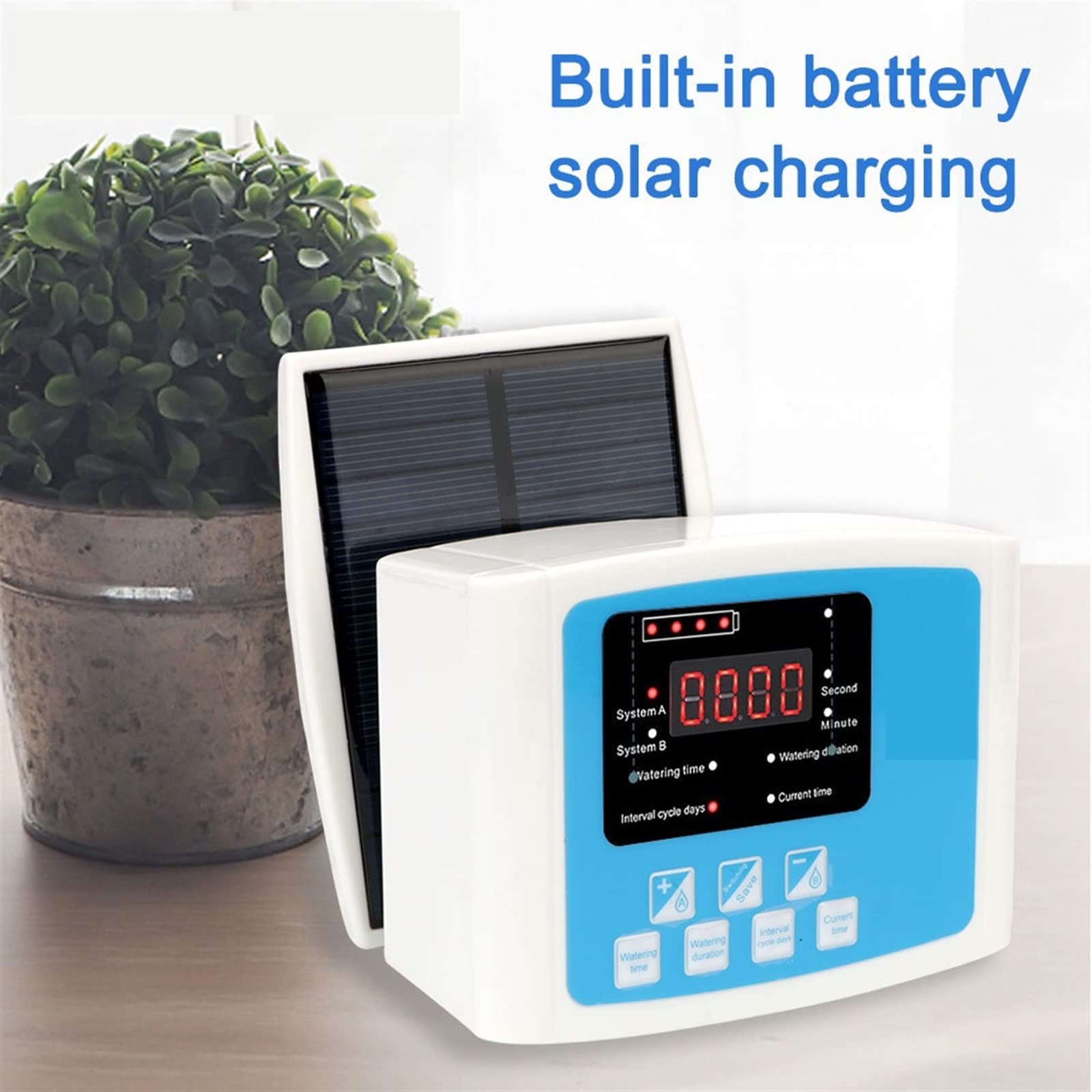 Kit di irrigazione a goccia automatica Timer dell'acqua Dispositivo di annaffiatura automatico Kit di autoacqua di autoaterinario di irrigazione a goccia solare Doppia pompa per Piante in Vaso da Este