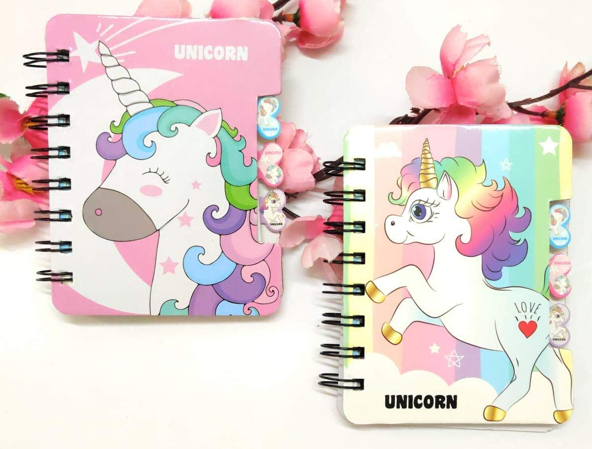 4AJ BAZAAR Unicorn Diary For Girls (2 pcs) Note Book Diary For Girls Return Gifts Diary, Kids Diary, Cartoon Diary Birthday Return Gifts Diary For Girls & Boys